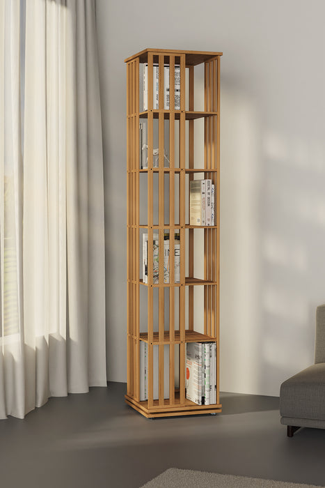 6 Tiers Corner 360° Rotating Bookshelf Brown for Living Room
