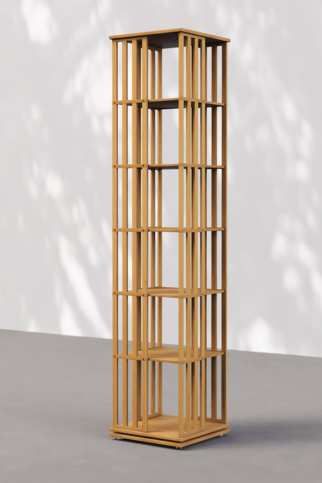 6 Tiers Corner 360° Rotating Bookshelf Brown for Living Room