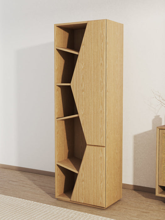 Wood Modern Geometric Bookcase Multi-Layer Storage Rack