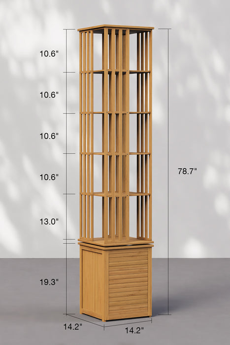 Floor-standing 360° Rotating Bookshelf with Storage Cabinets