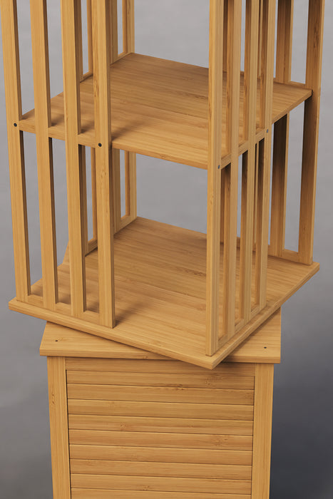 Floor-standing 360° Rotating Bookshelf with Storage Cabinets