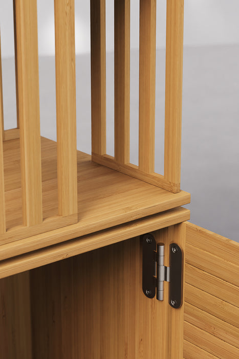 Floor-standing 360° Rotating Bookshelf with Storage Cabinets