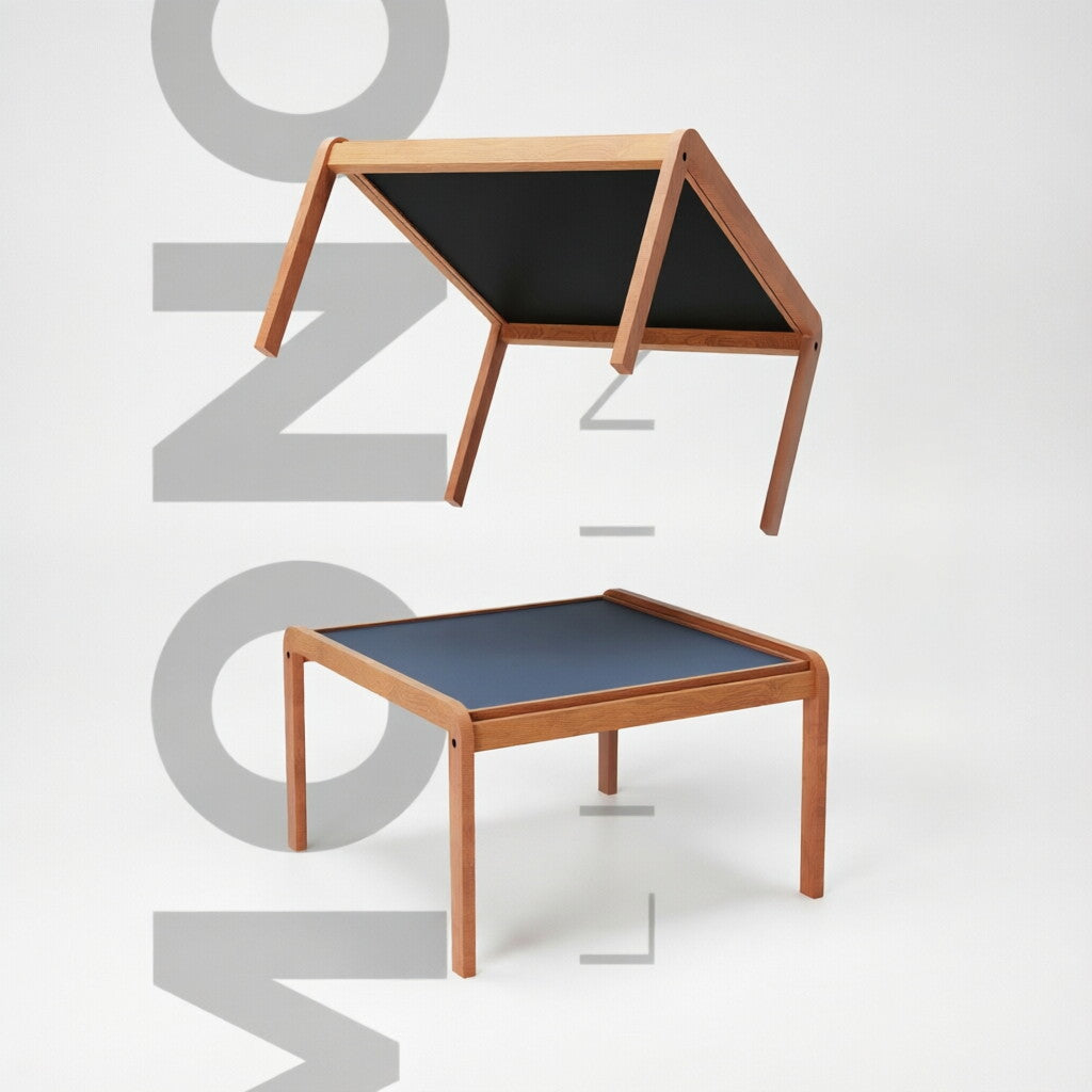 Scandinavian Minimalist Wooden Square Accent Table with Colored Top