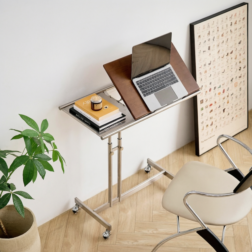 Tilt-Top Height-Adjustable Rolling Laptop Cart