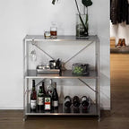 Mirror-Finish Stainless Steel X-Frame Three-Tier Display Stand