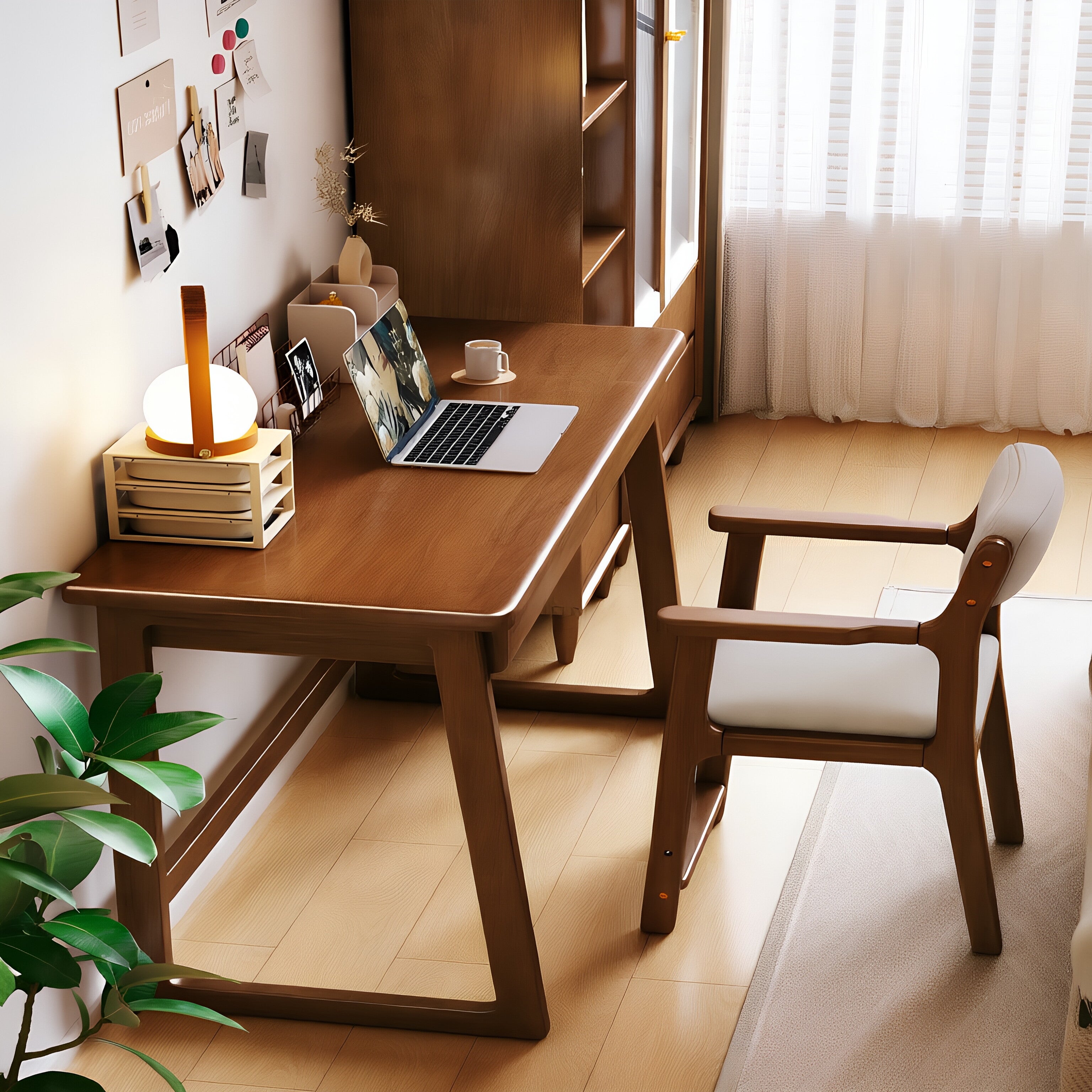 Curved Leg Solid Wood Modern Study Desk