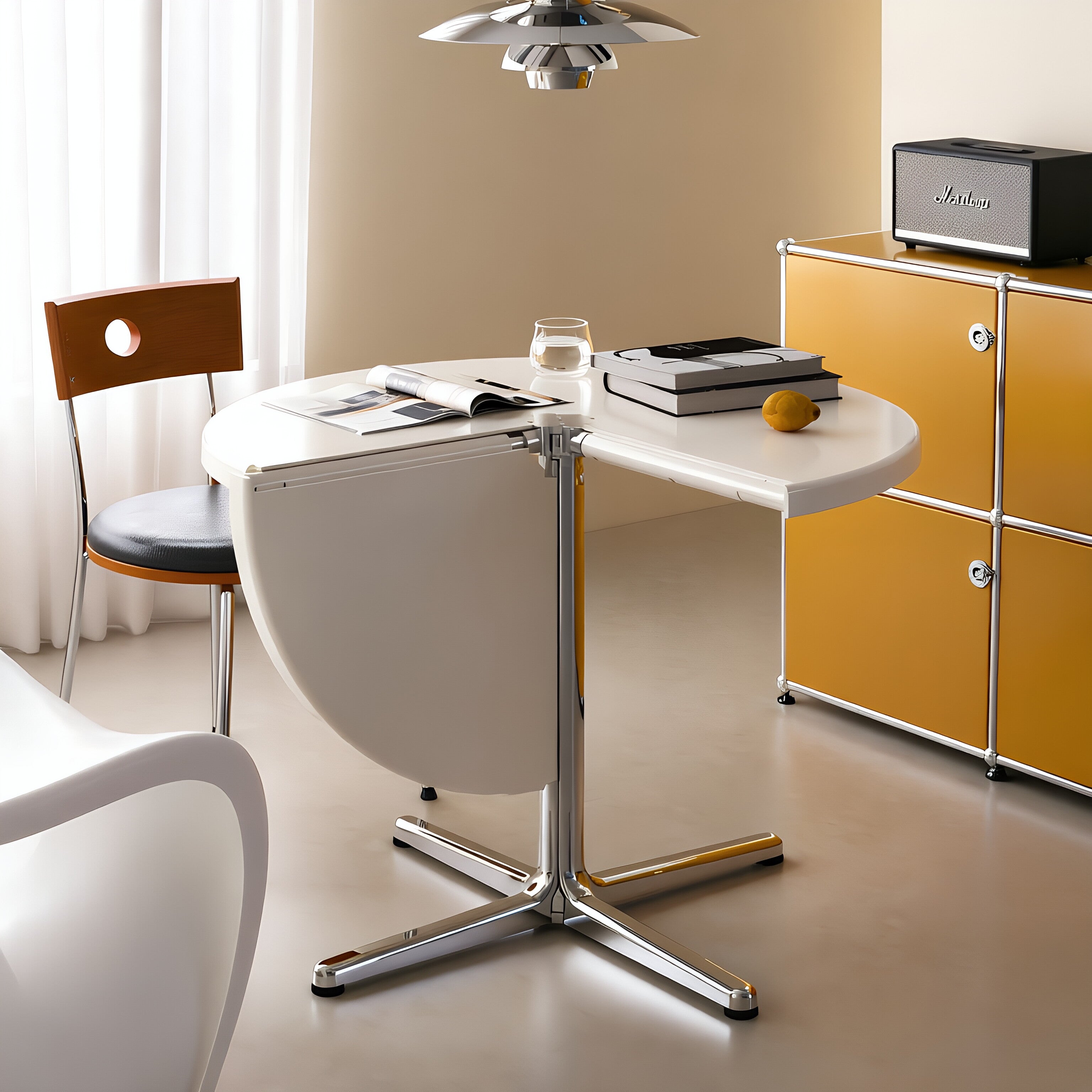Cross-Base Semicircular Multi-Use Corner Table
