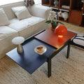 Modern Minimalist Wooden Sliding Dual-Tone Coffee Table