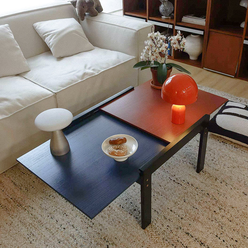 Modern Minimalist Wooden Sliding Dual-Tone Coffee Table