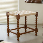Handwoven Paper-Rope Stool – Barley-Twist Wooden Frame