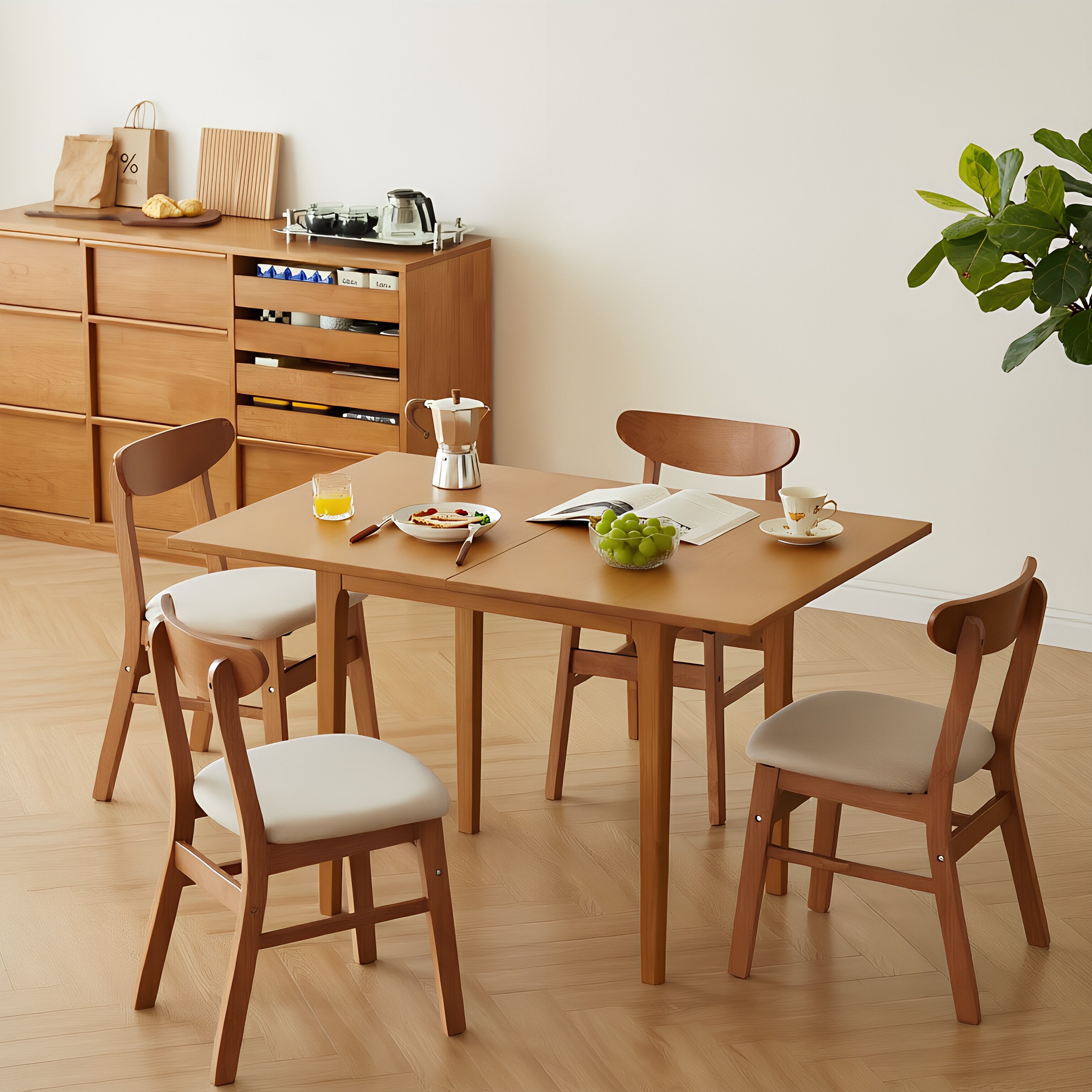 Modern Minimalist Extendable Solid Wood Multi-Use Table