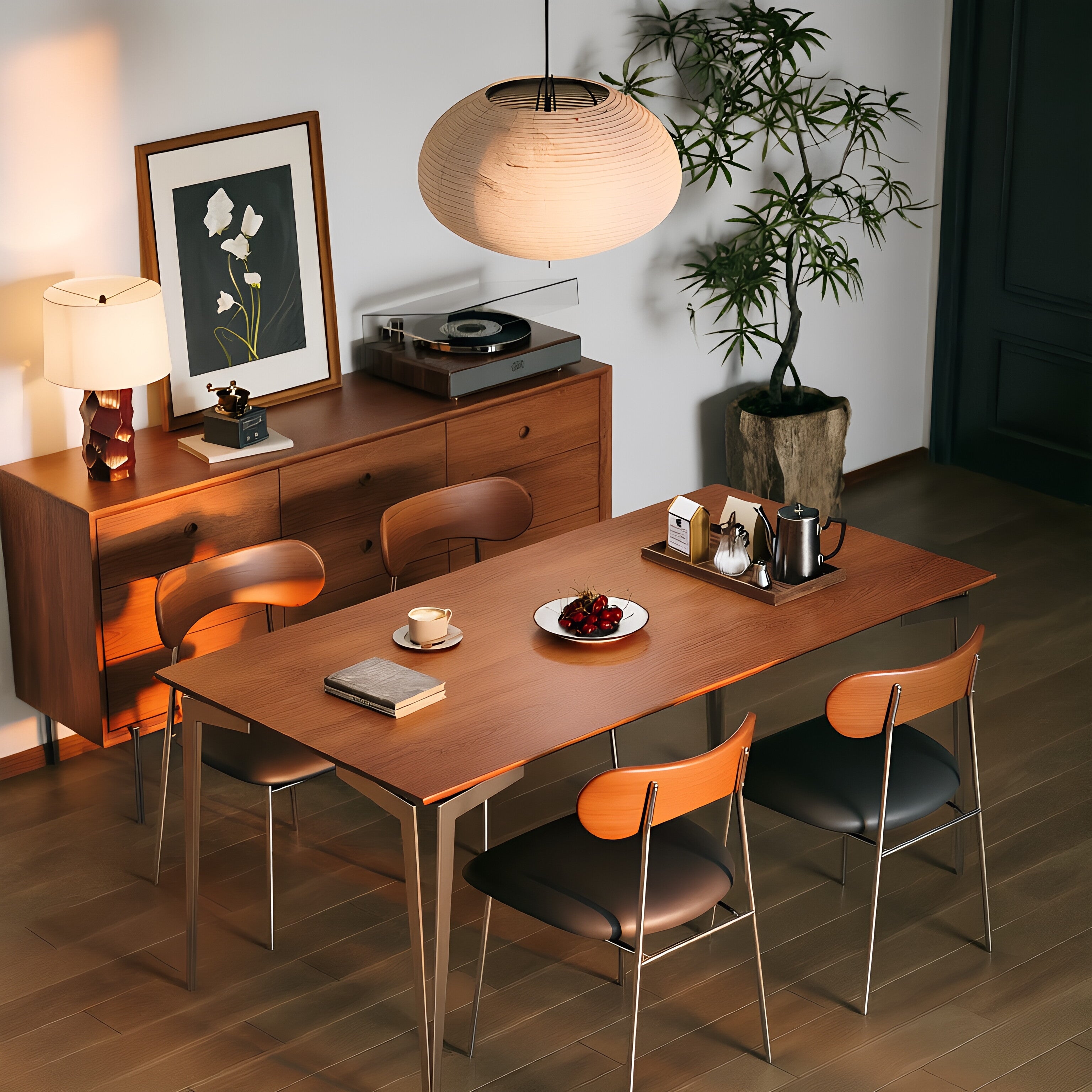 Mid-Century Modern Solid Wood Multi-Functional Dining Table