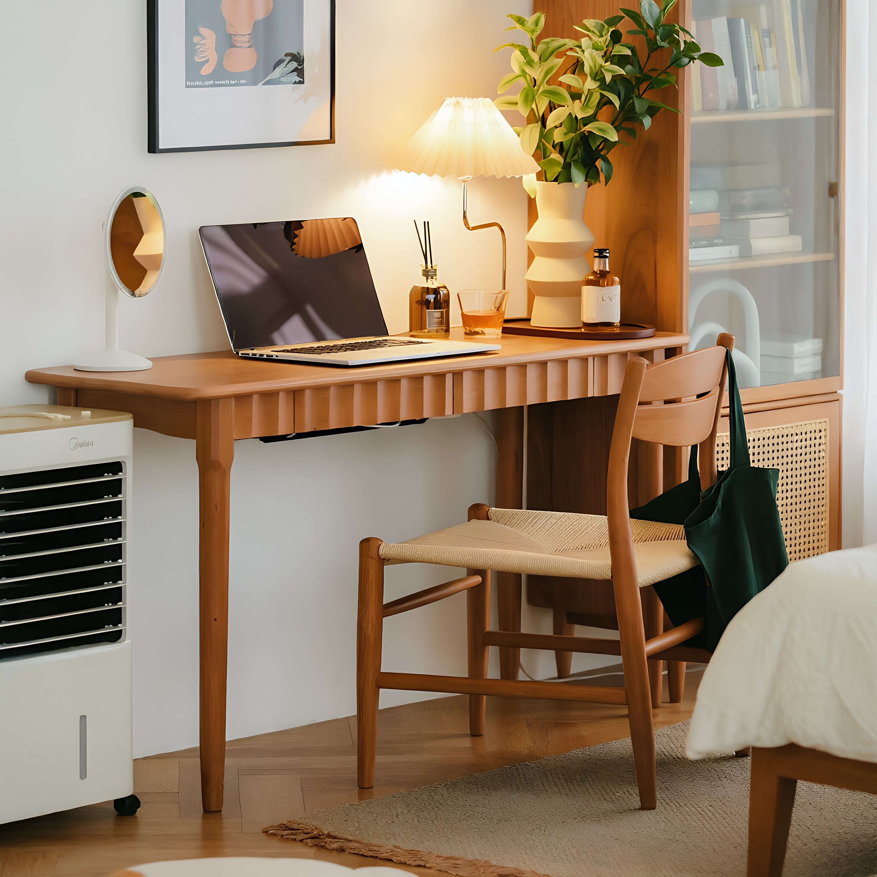 Fluted Solid Wood Multi-Use Modern Desk