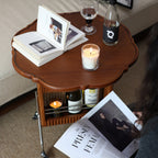 Wheeled Scalloped Side Table