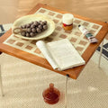 Modern Geometric Patterned Wooden Accent Table with Metal Legs