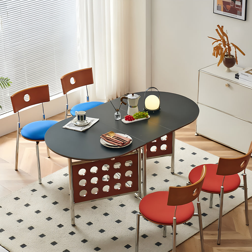 Mid-Century Perforated Foldable Dining Table