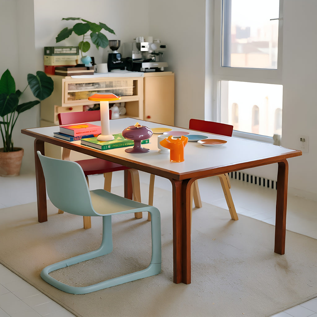 Retro-Modern White Top Wooden Multi-Functional Table