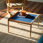 Scandinavian Minimalist Wooden Square Accent Table with Colored Top