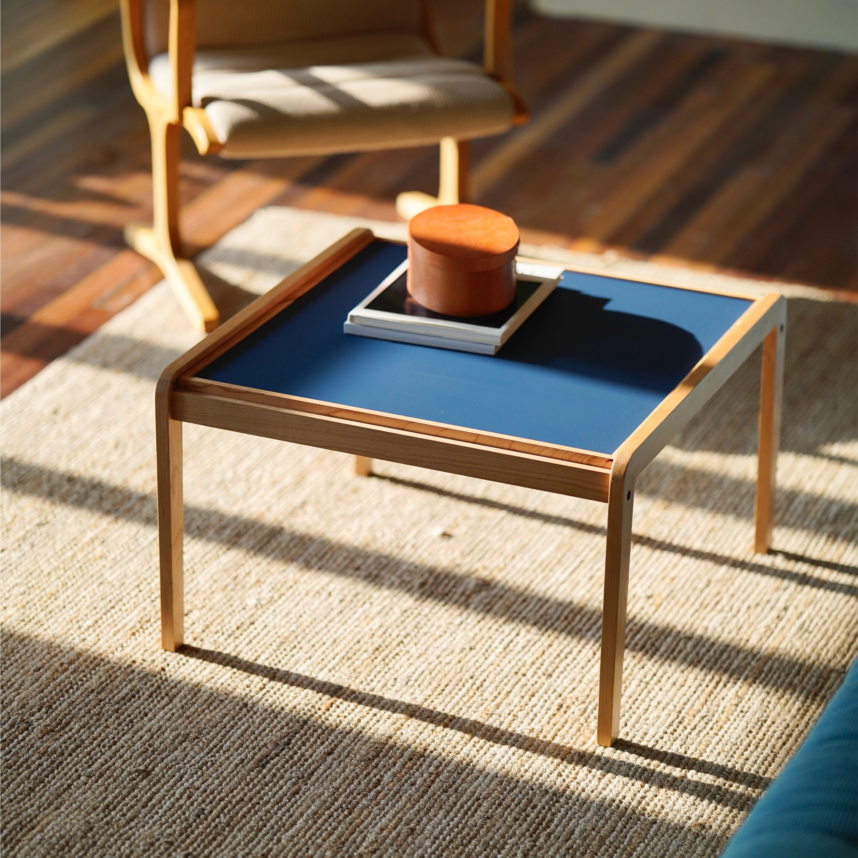 Scandinavian Minimalist Wooden Square Accent Table with Colored Top