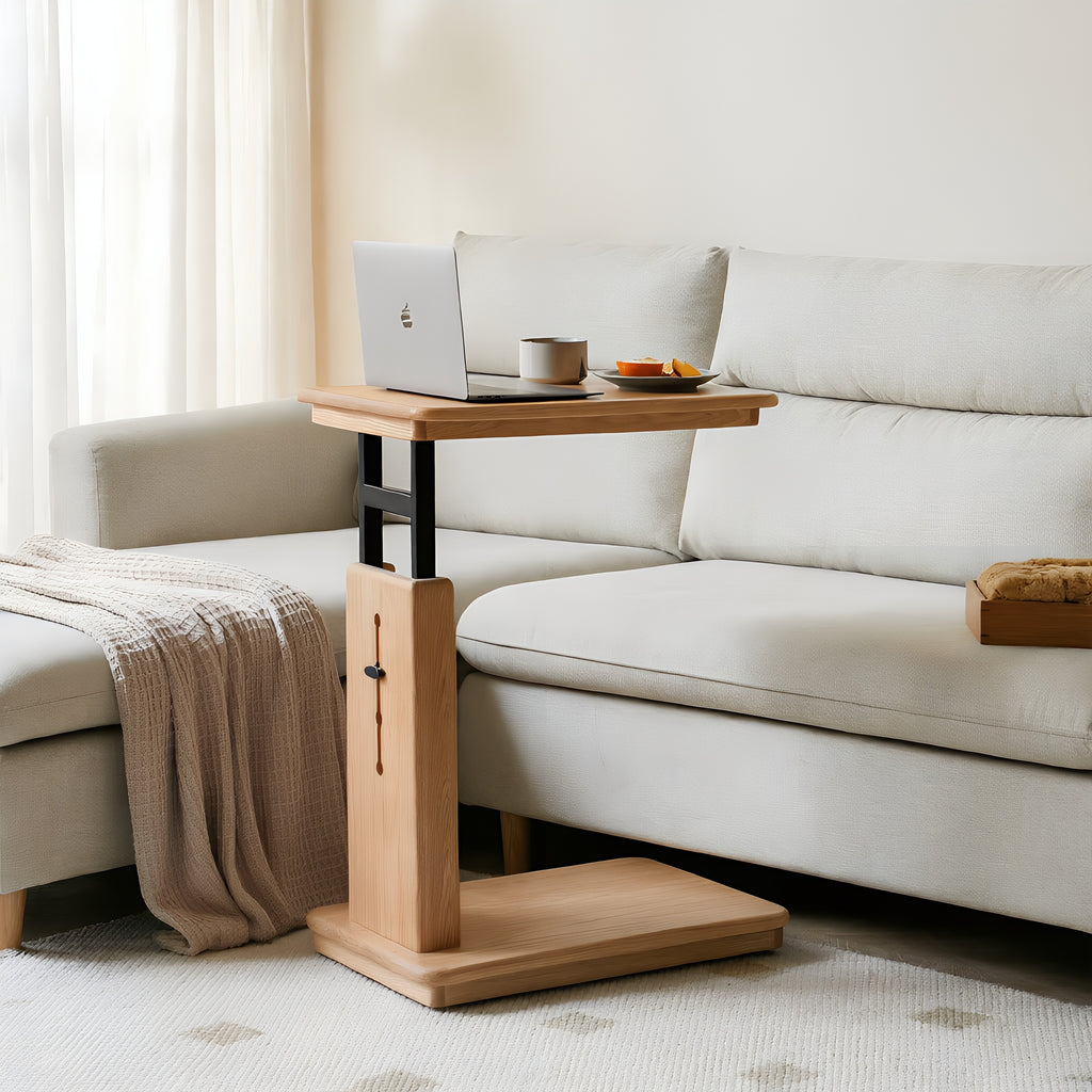 Height-Adjustable Wooden Tray Desk