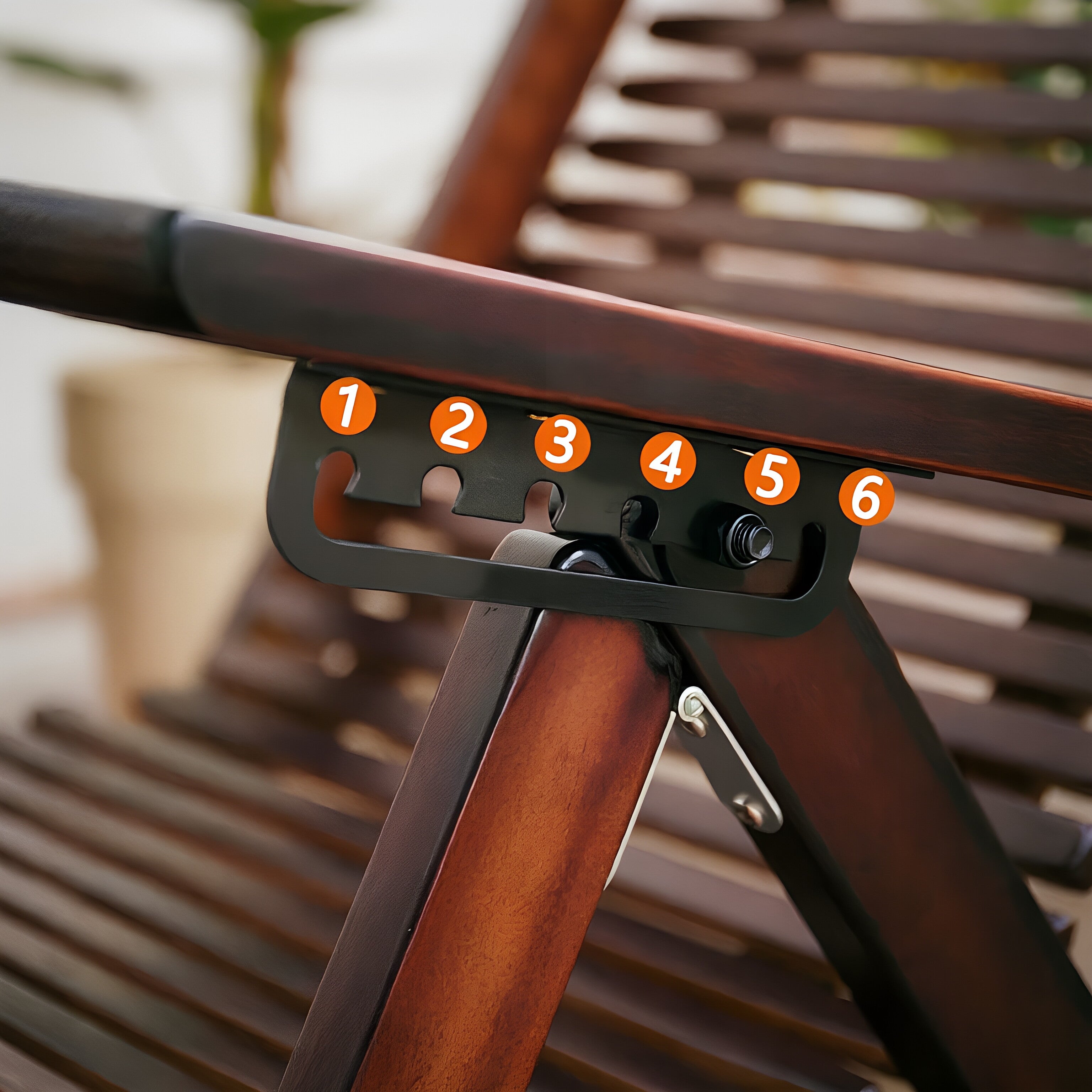 Foldable Bamboo Lounge Chair with Adjustable Recline