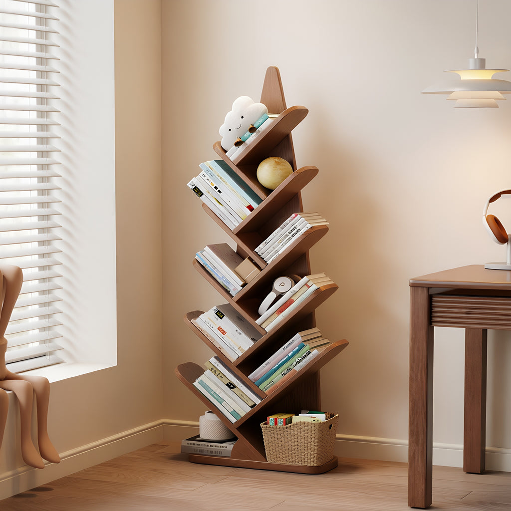 Z-Form Zoned Solid Wood Bookshelf