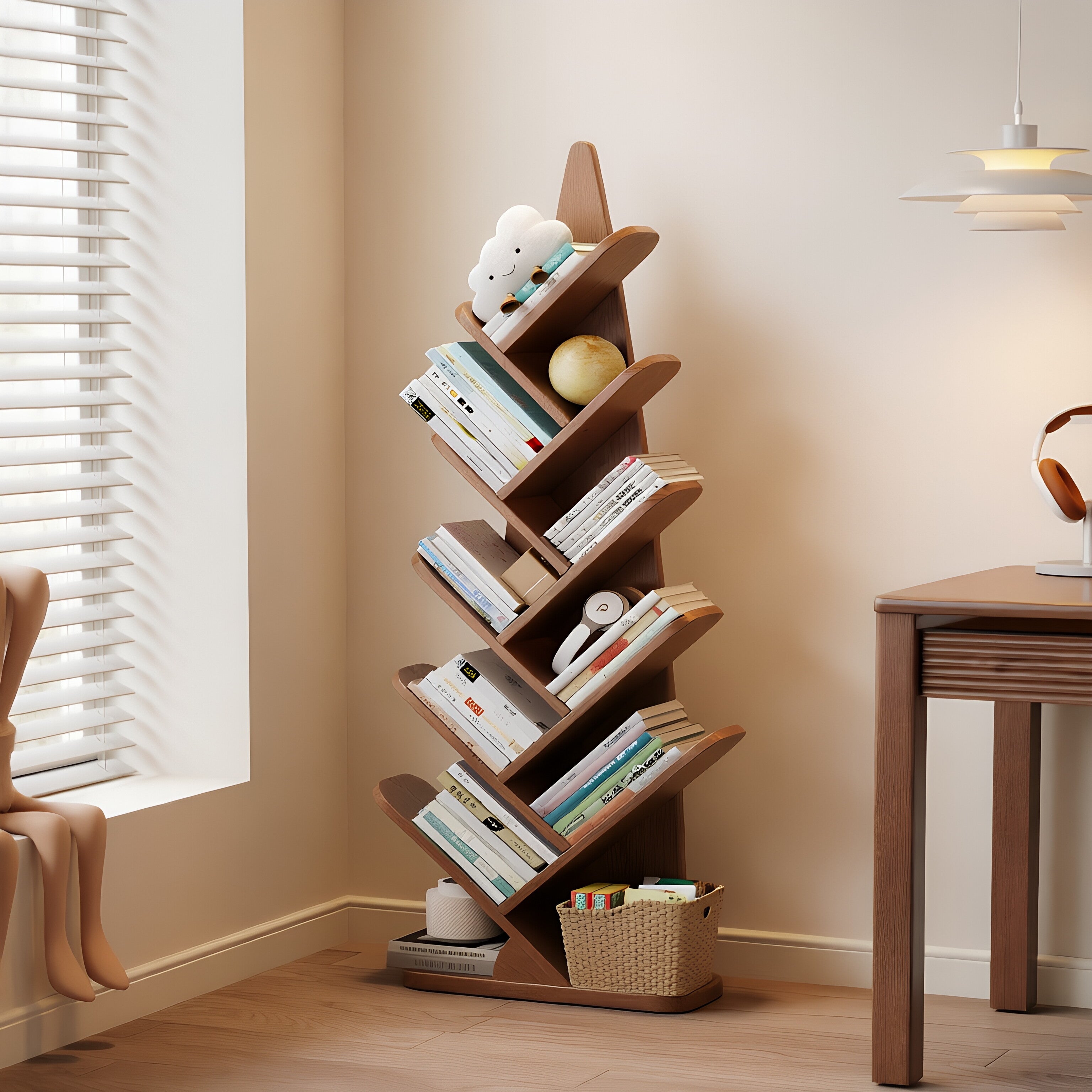 Z-Form Zoned Solid Wood Bookshelf