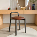 Modern Metal Stool with Integrated Handle & Leatherette Seat