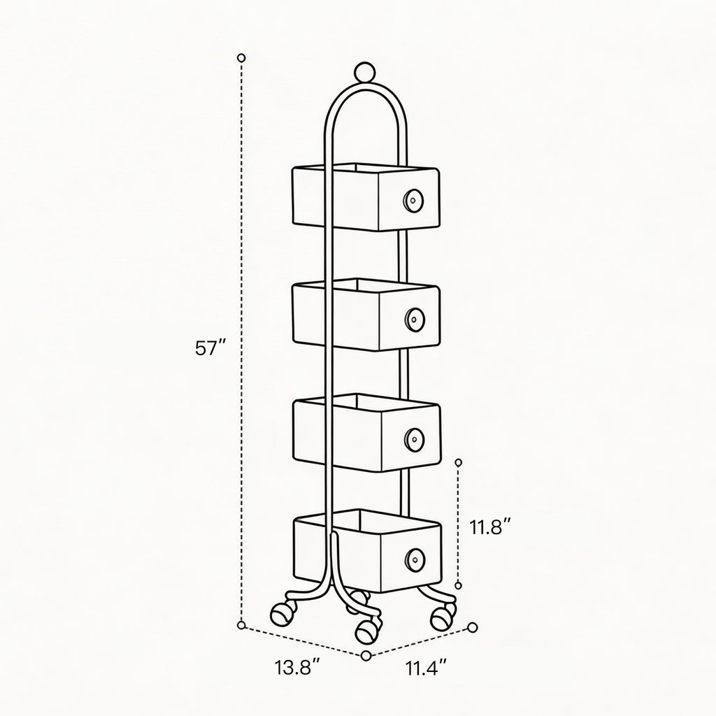 Cherry Tone Mobile Storage Trolley