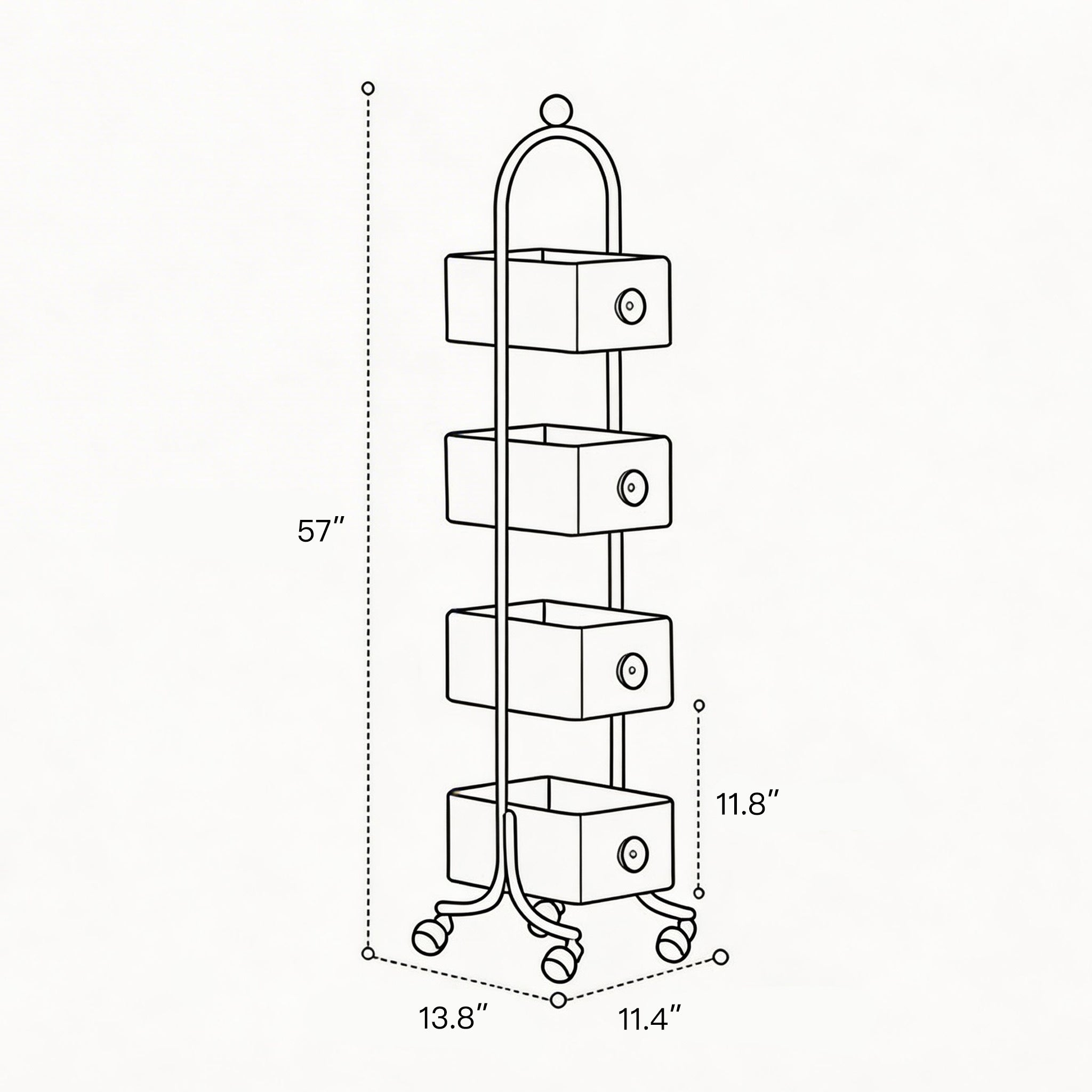 Cherry Tone Mobile Storage Trolley