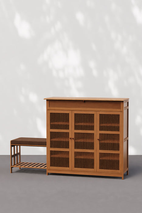 6 Tiers Rustic Shoe Rack Dust-proof with Storage