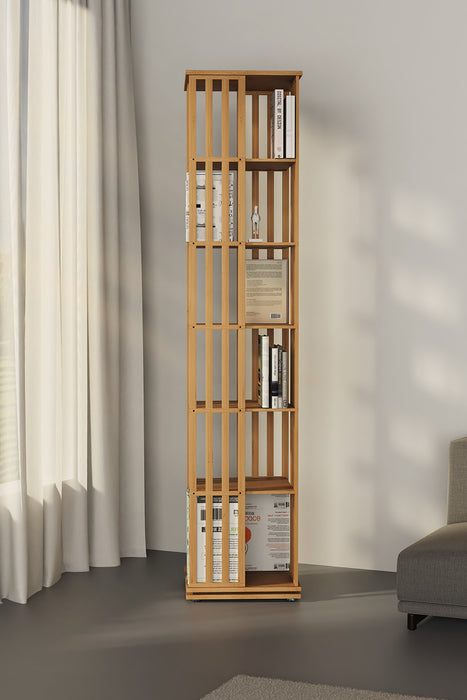 6 Tiers Corner 360° Rotating Bookshelf Brown for Living Room