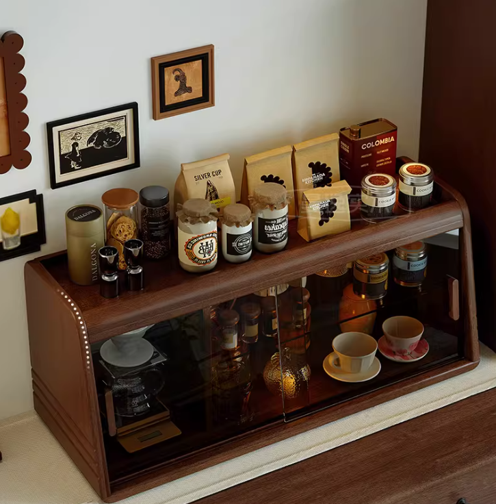 Sliding Glass Wood Cabinet