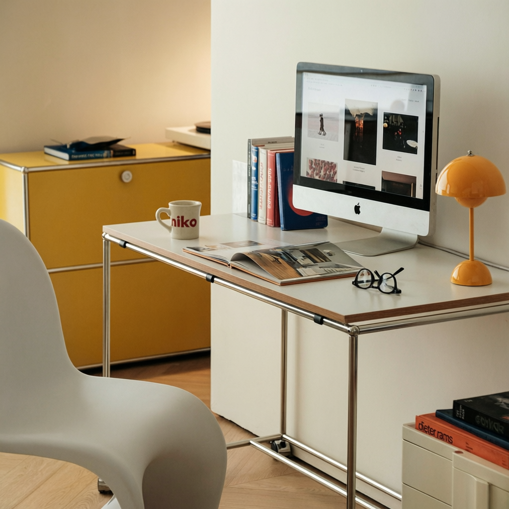 Adjustable-Size Rolling Metal Frame Work Desk