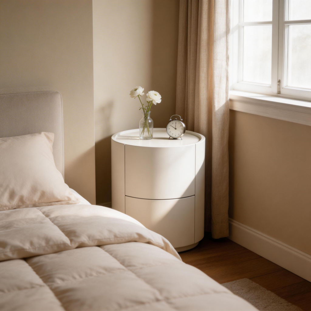 Round Two-Drawer Nightstand