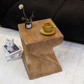 Sculptural Twisted Solid Wood Side Table