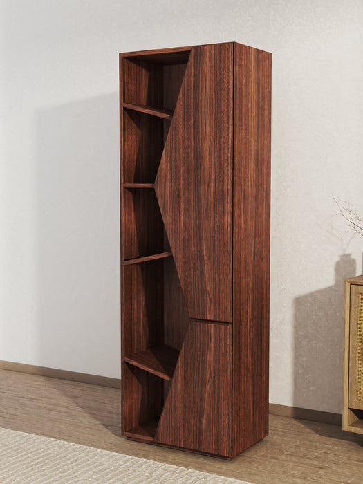 Wood Modern Geometric Bookcase Multi-Layer Storage Rack