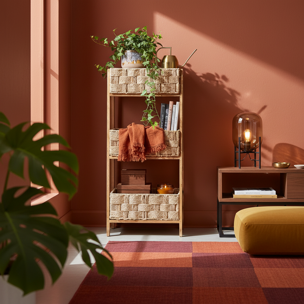 Natural Rattan Weave Three-Tier Compact Storage Display Stand