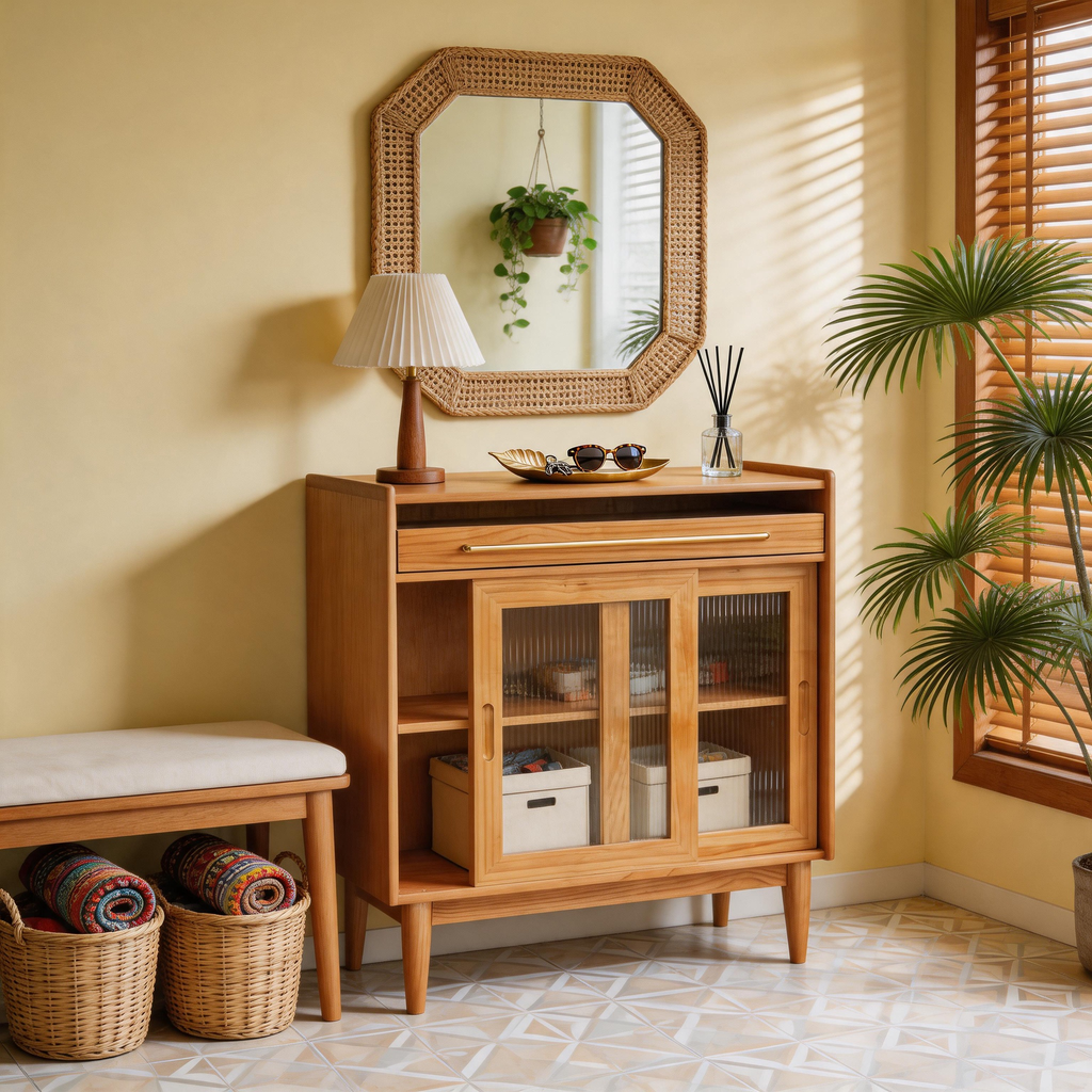 Glass-Door Wood Cabinet