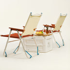 Foldable Canvas Lounge Chair with Wooden Arms
