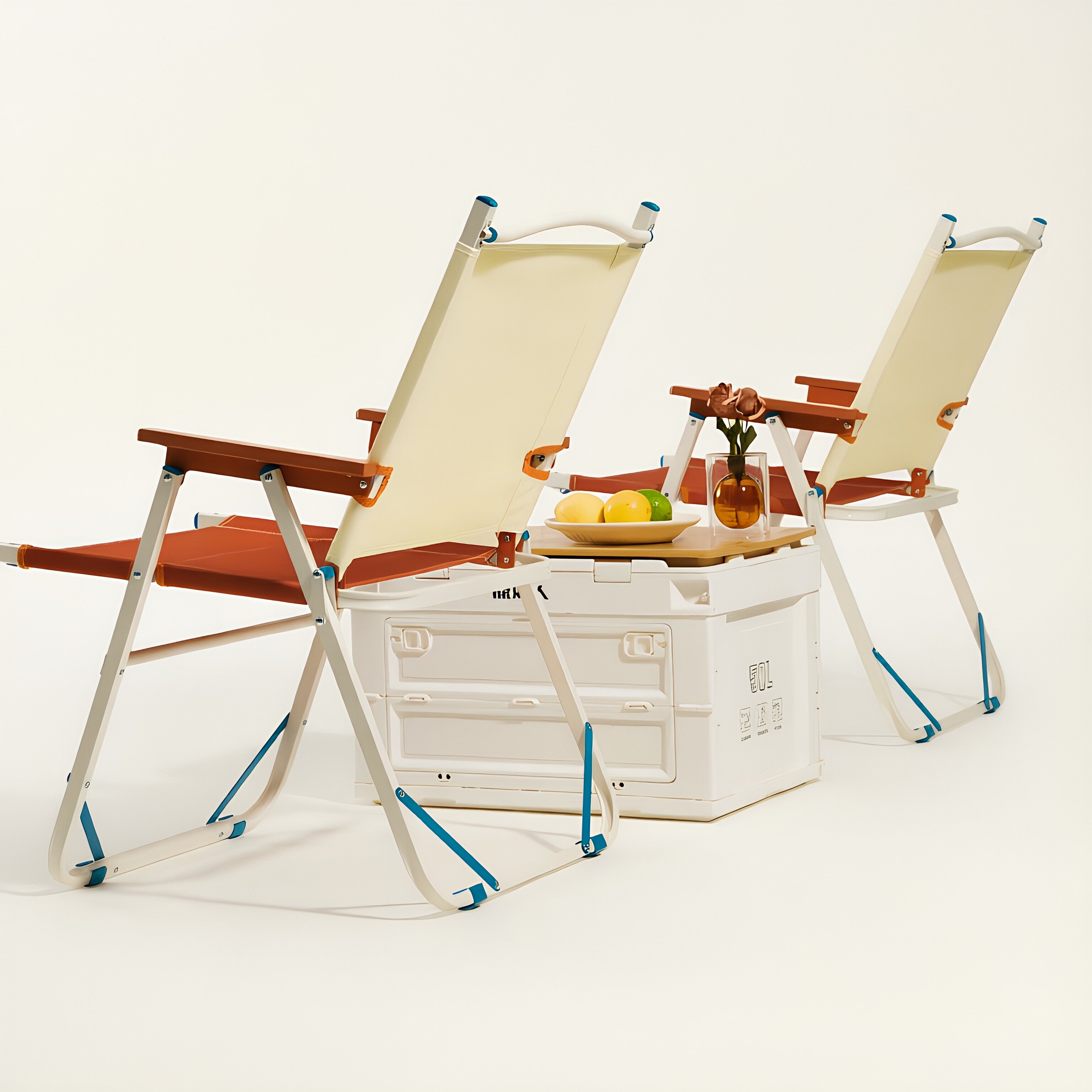 Foldable Canvas Lounge Chair with Wooden Arms