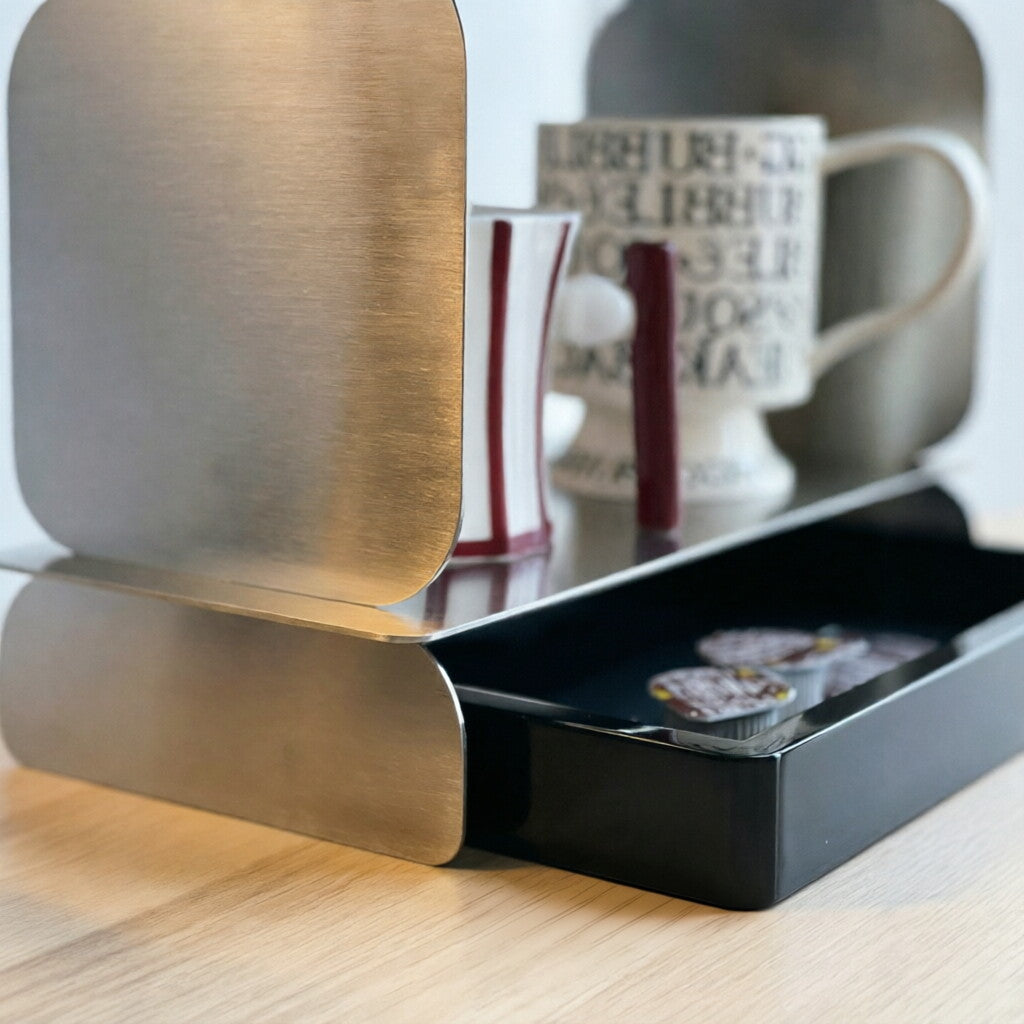 Mirror-Finish Stainless Steel Dual-Tier Cup & Capsule Organizer