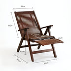 Foldable Bamboo Lounge Chair with Adjustable Recline