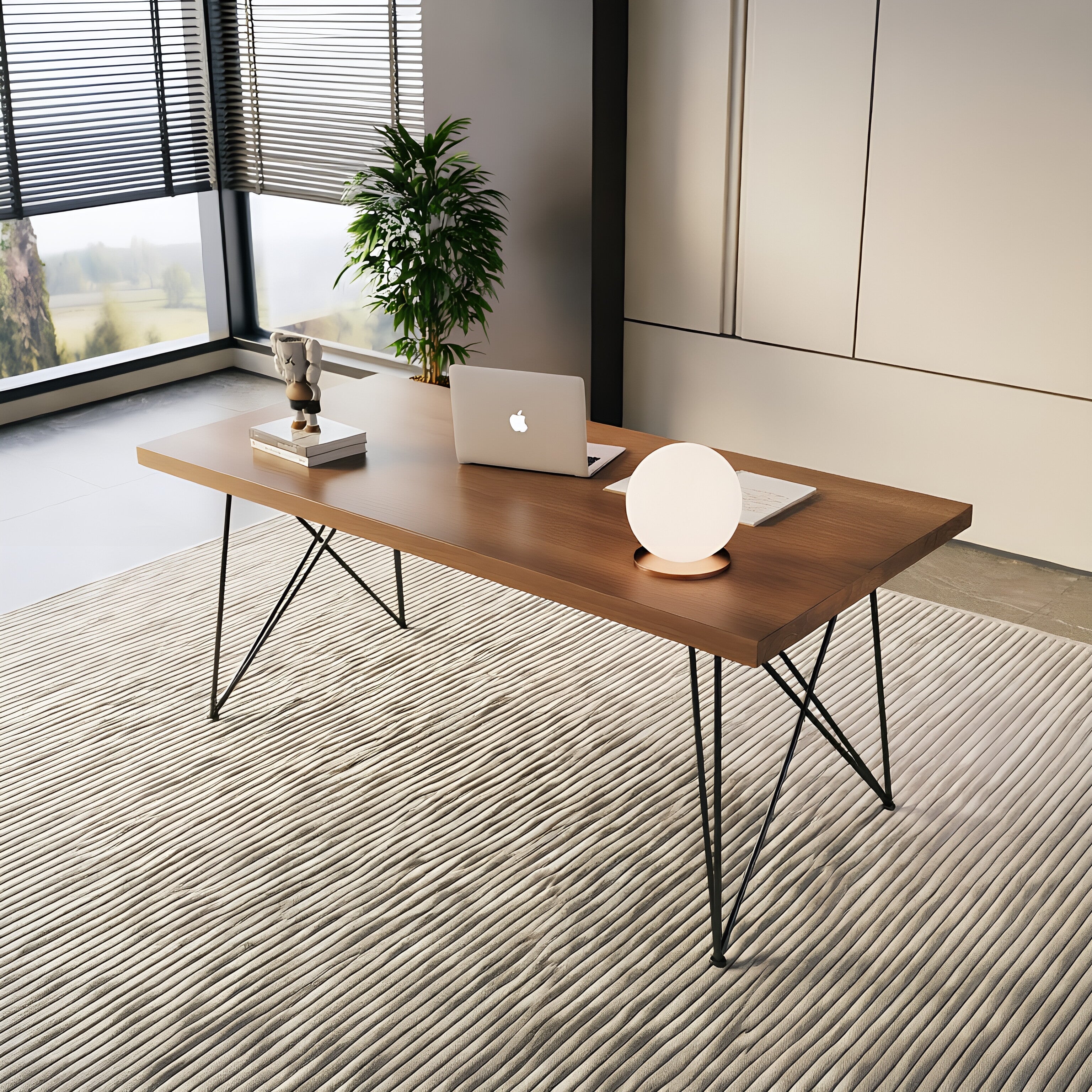 Hairpin Leg Solid Wood Modern Office Desk