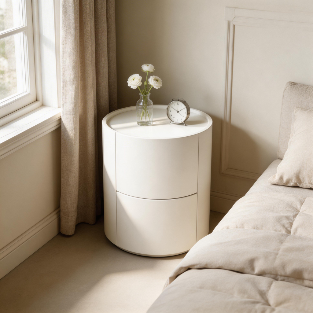 Round Two-Drawer Nightstand