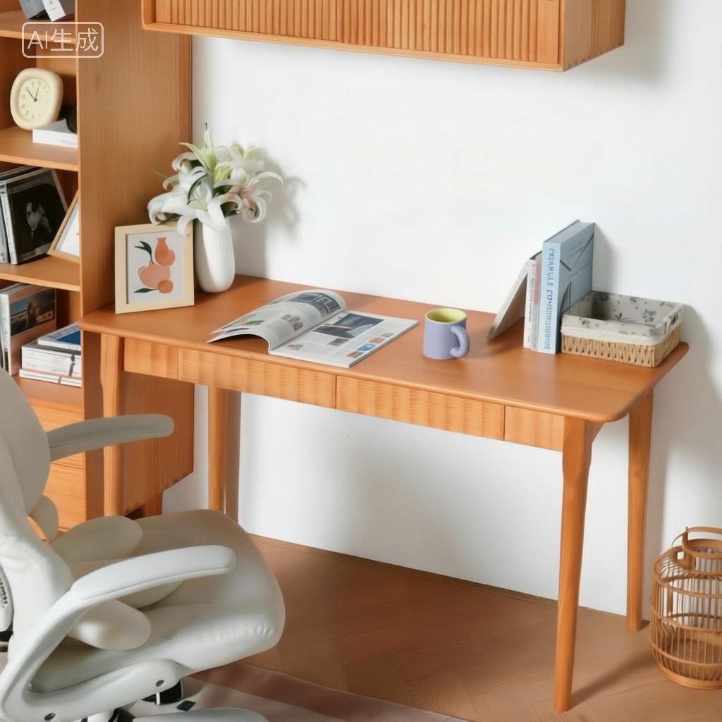 Fluted Solid Wood Multi-Use Modern Desk