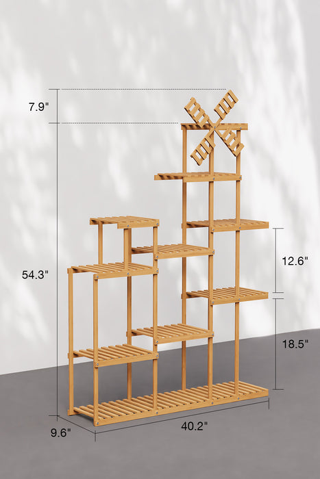 Outdoor Multi Tier Plant Stand with Windmill Garden Decor