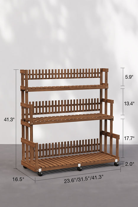Multi Tier Plant Stand Shelf with Brake Wheels for Garden