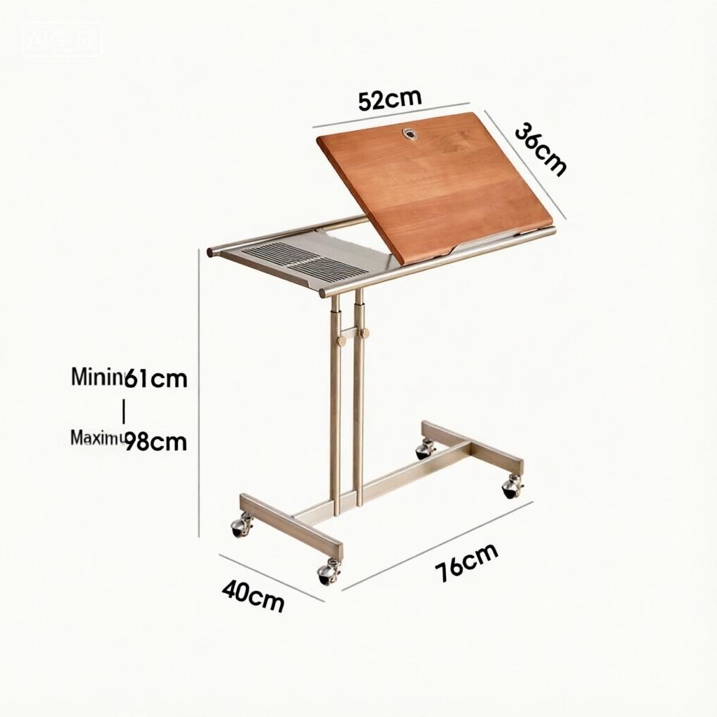 Tilt-Top Height-Adjustable Rolling Laptop Cart