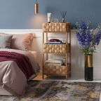 Natural Rattan Weave Three-Tier Compact Storage Display Stand